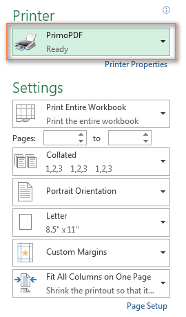 Primo PDF - a pseudo printer to convert Excel to PDF