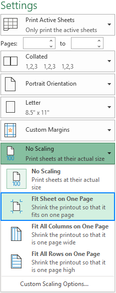 Print Excel spreadsheet on one page.