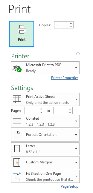 Printing an Excel spreadsheet