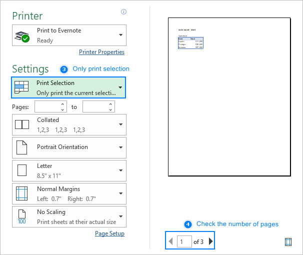 Preview the printouts in multiple sheets.