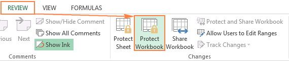 Protecting a workbook in Excel