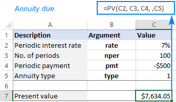 PV formula for annuity due