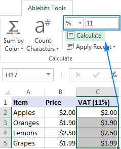 A quick way to do calculations in Excel