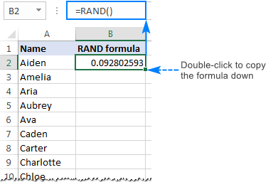 Excel RAND formula