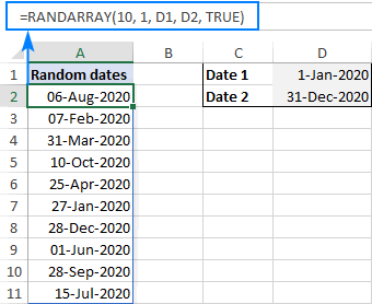 A formula to generate a random date between two dates