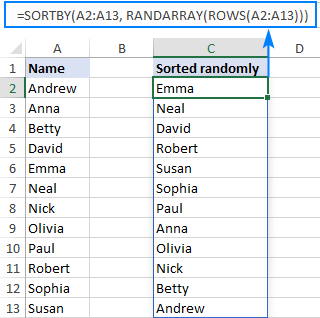 A formula to randomly sort in Excel