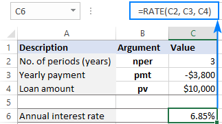 RATE function in Excel