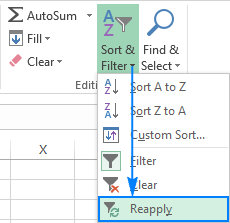 Another way to re-apply filter in Excel