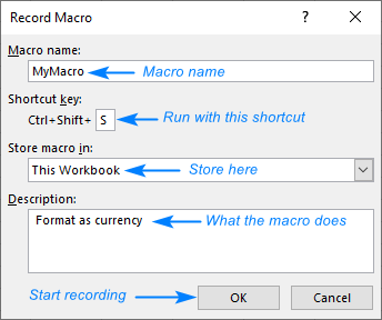 Configure the parameters of the macro.