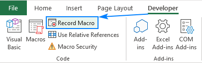 Recording a macro in Excel