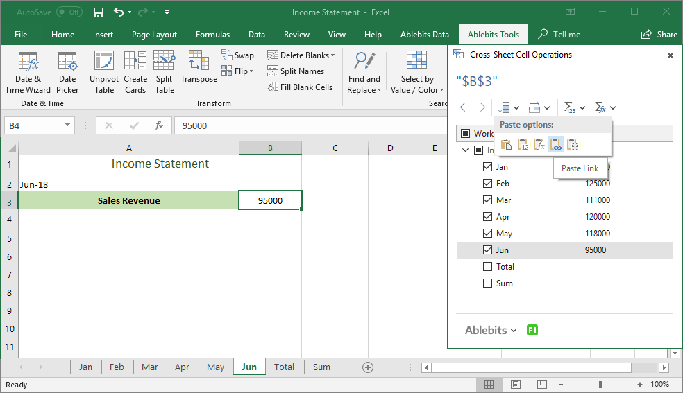 Create references to same cell, paste them in a row or in a column