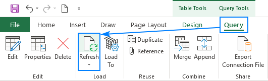 Refresh the resulting table.