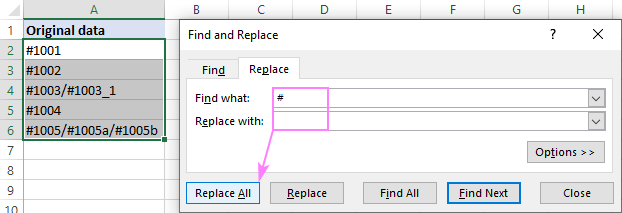 Removing a given character from multiple cells