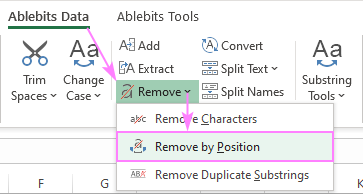 Remove characters by position