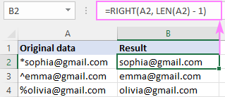 Removing the first character from a string