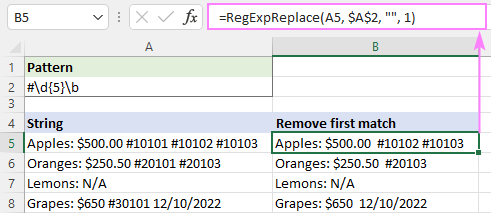 Removing the first found match