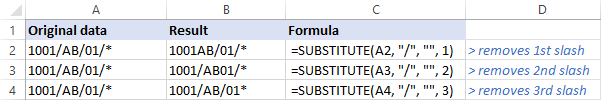 Formula to remove th instance of a specific character