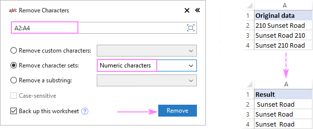 Remove numeric characters