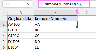 A custom function to remove numeric characters