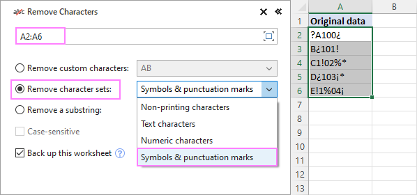 Removing symbols & punctuation marks