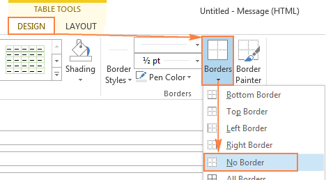 Remove the table borders.