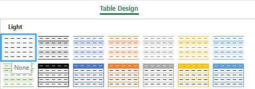 Remove table formatting