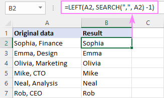 Formula to remove everything after a specific character