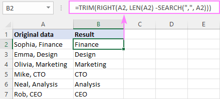 Formula to remove everything before a certain character