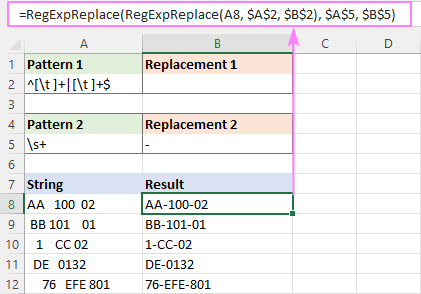 Replace multiple spaces with a specific character