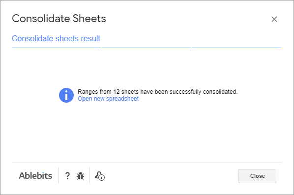 Consolidate sheets result.