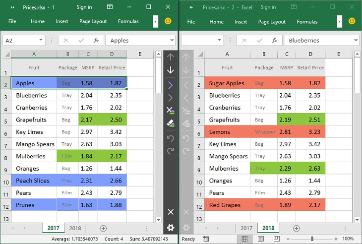 Review differences mode.