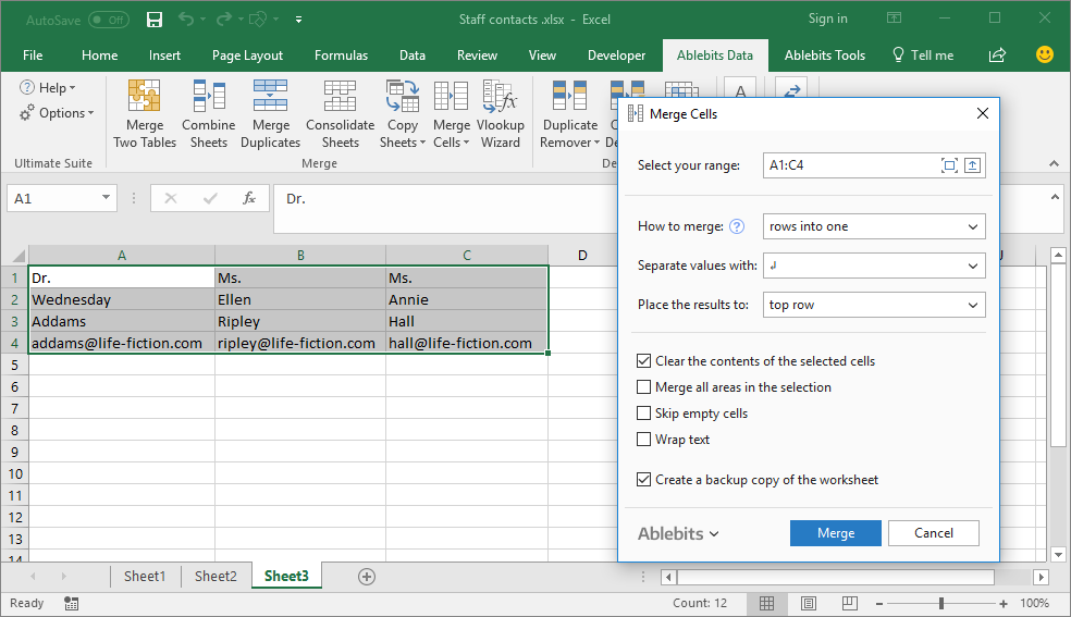 Merge rows into one