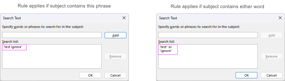 Set up a rule for multiple keywords.