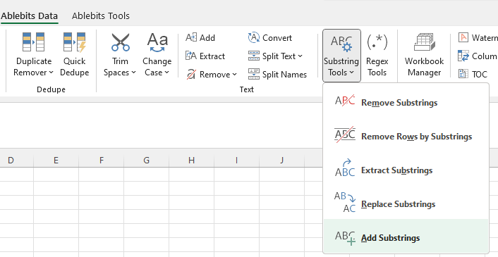 Start the Add Substrings tool.