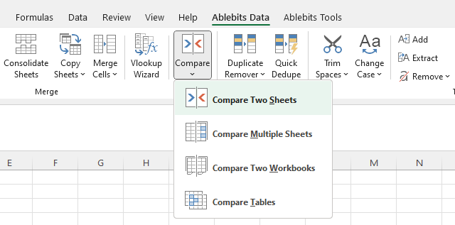 Start Compare Two Sheets.