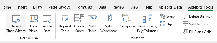 Start Date and Time Formula Wizard in Excel.