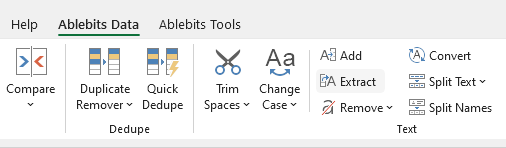 Extract tool for Excel.