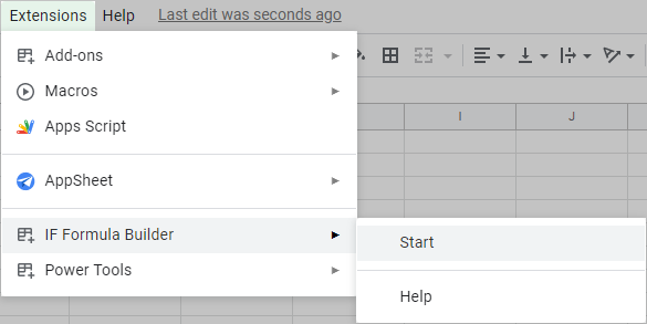 Run the IF Formula Builder on Google Sheets.