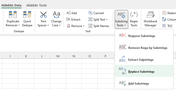 Start the Replace Substrings tool.