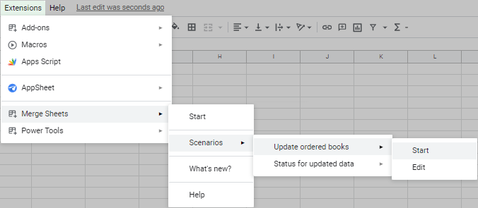 Start the necessary scenario from the spreadsheet menu.