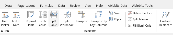 Run Split Table in Excel.