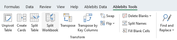 Start Split Workbook Wizard.