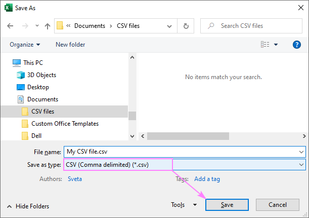 Saving an Excel worksheet as a CSV (Comma delimited) file