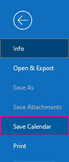 Save an Outlook calendar.