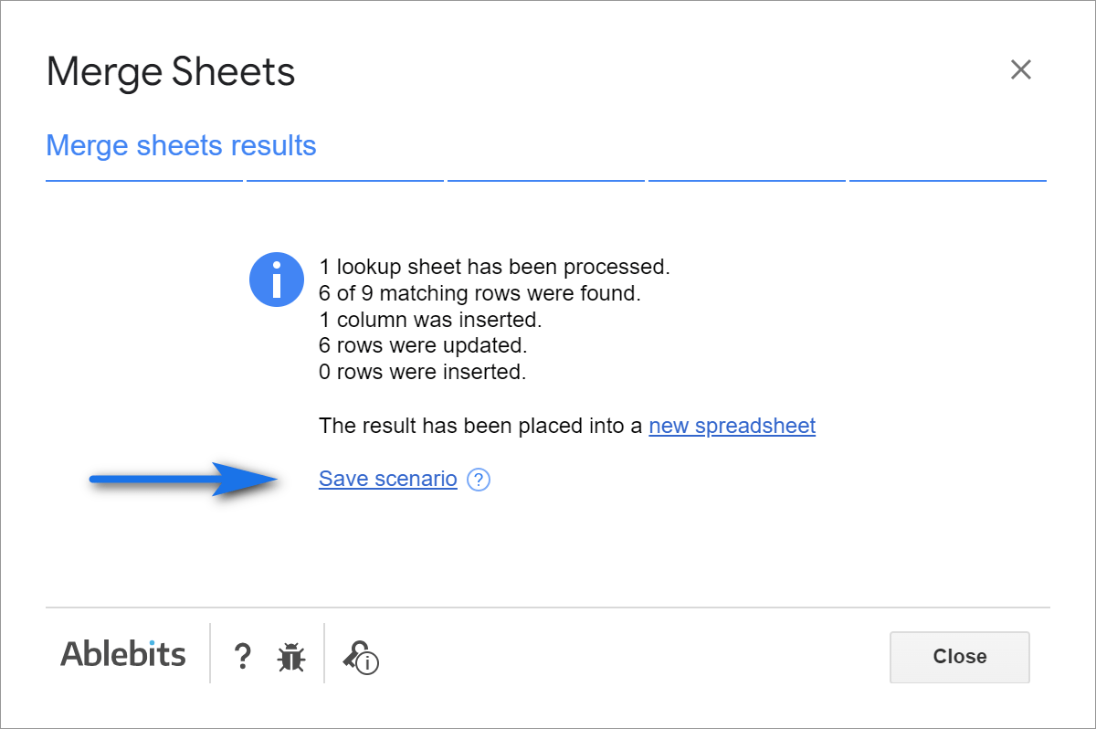 Save the options into the scenario to use later.