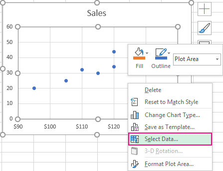 Right-click the scatter chart and choose Select Data.