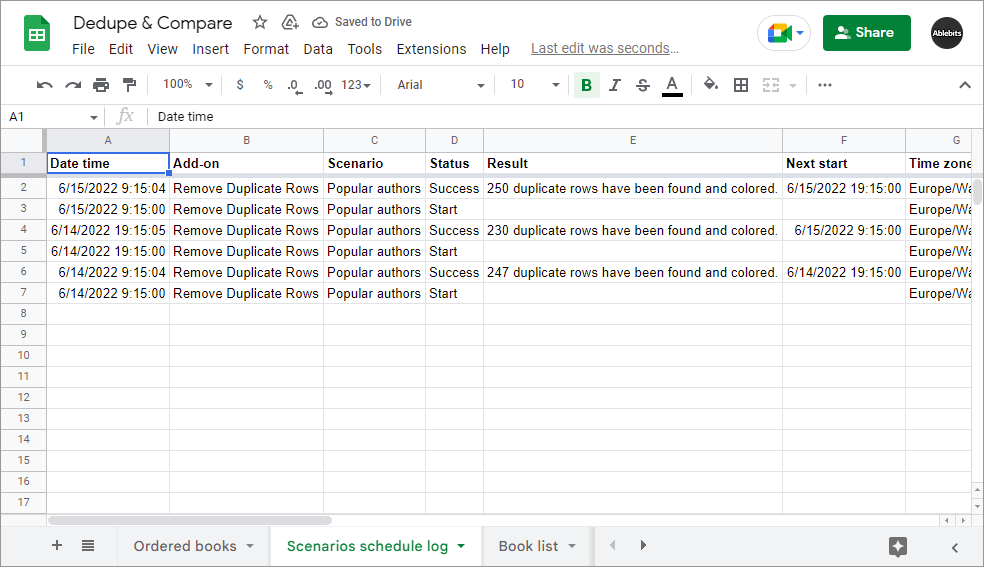 Keep track of those automatic runs on a special log sheet