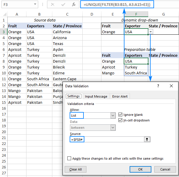 Configuring the second drop down