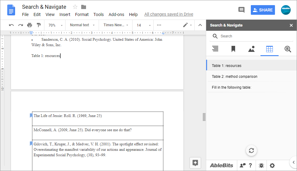 See each table from your file