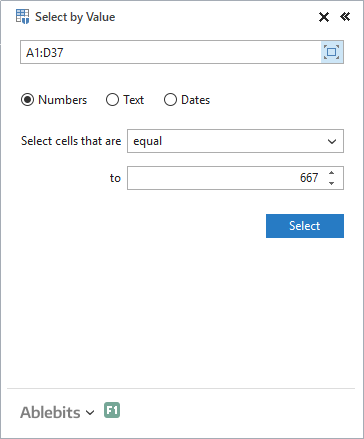 Select values or dates that meet your criteria.